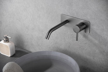 Ribbd eenhendel wastafelkraan met coldstart inbouw compleet gunmetal - WDtegels