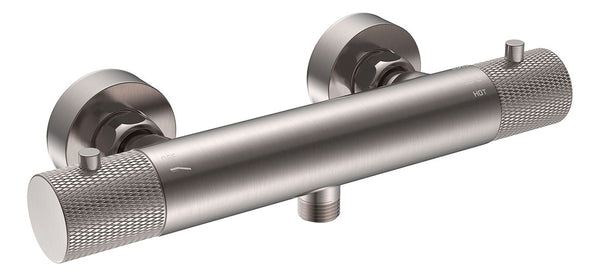 Ribbd thermostatische douchemengkraan hartafstand | 15cm | Geborsteld staal PVD