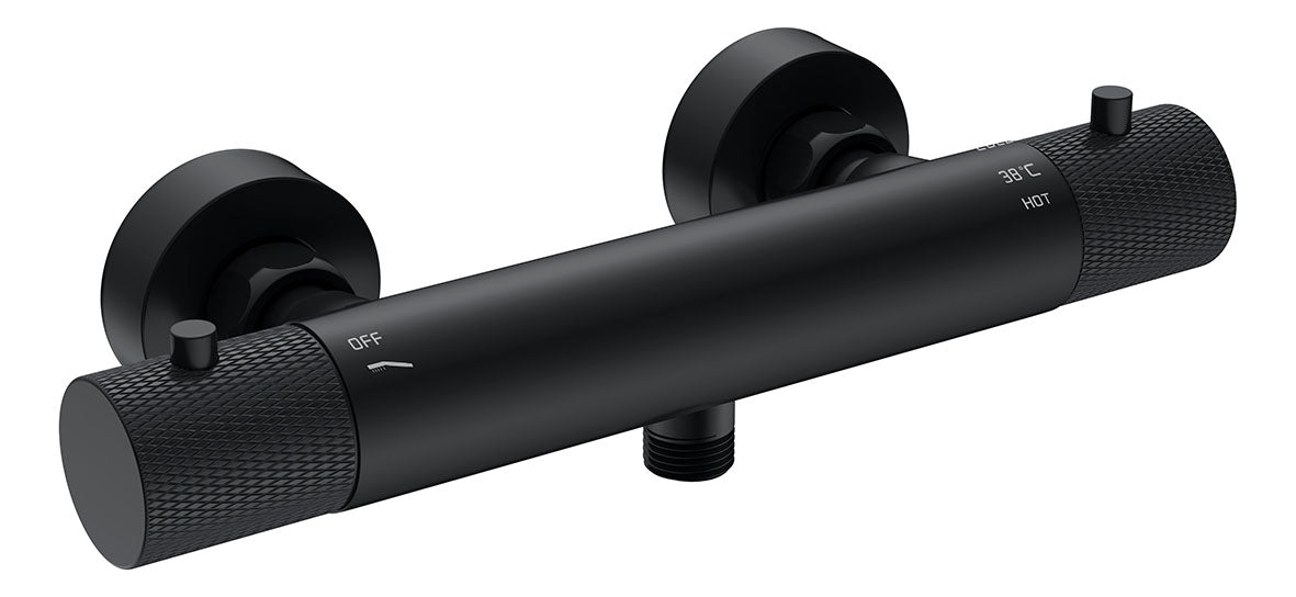 Ribbd thermostatische douchemengkraan hartafstand 15 cm mat zwart - WDtegels