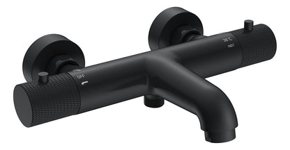 Ribbd thermostatische badmengkraan hartafstand 15 cm mat zwart - WDtegels