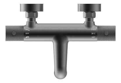 Ribbd thermostatische badmengkraan hartafstand 15 cm gunmetal PVD - WDtegels