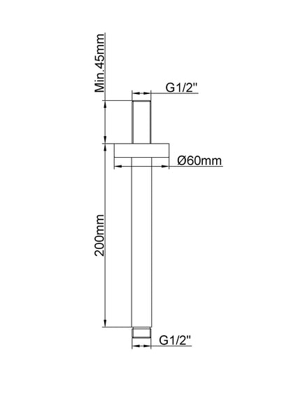 Wiesbaden luxe douche-arm rond plafondbev. 20cm geborsteld messing - WDtegels