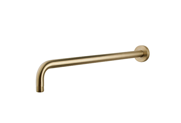 Wiesbaden gebogen douche-arm rond muur. 45cm geborsteld messing - WDtegels