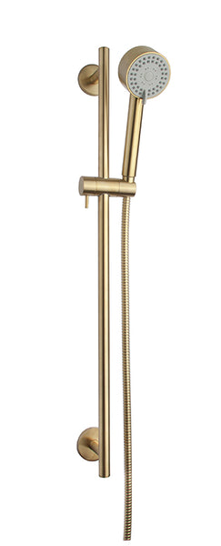 Wiesbaden Cadans luxe glijstangset compleet geborsteld messing