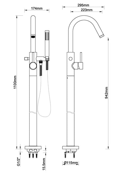 Caral vrijstaande badmengkraan messing 8719956083693