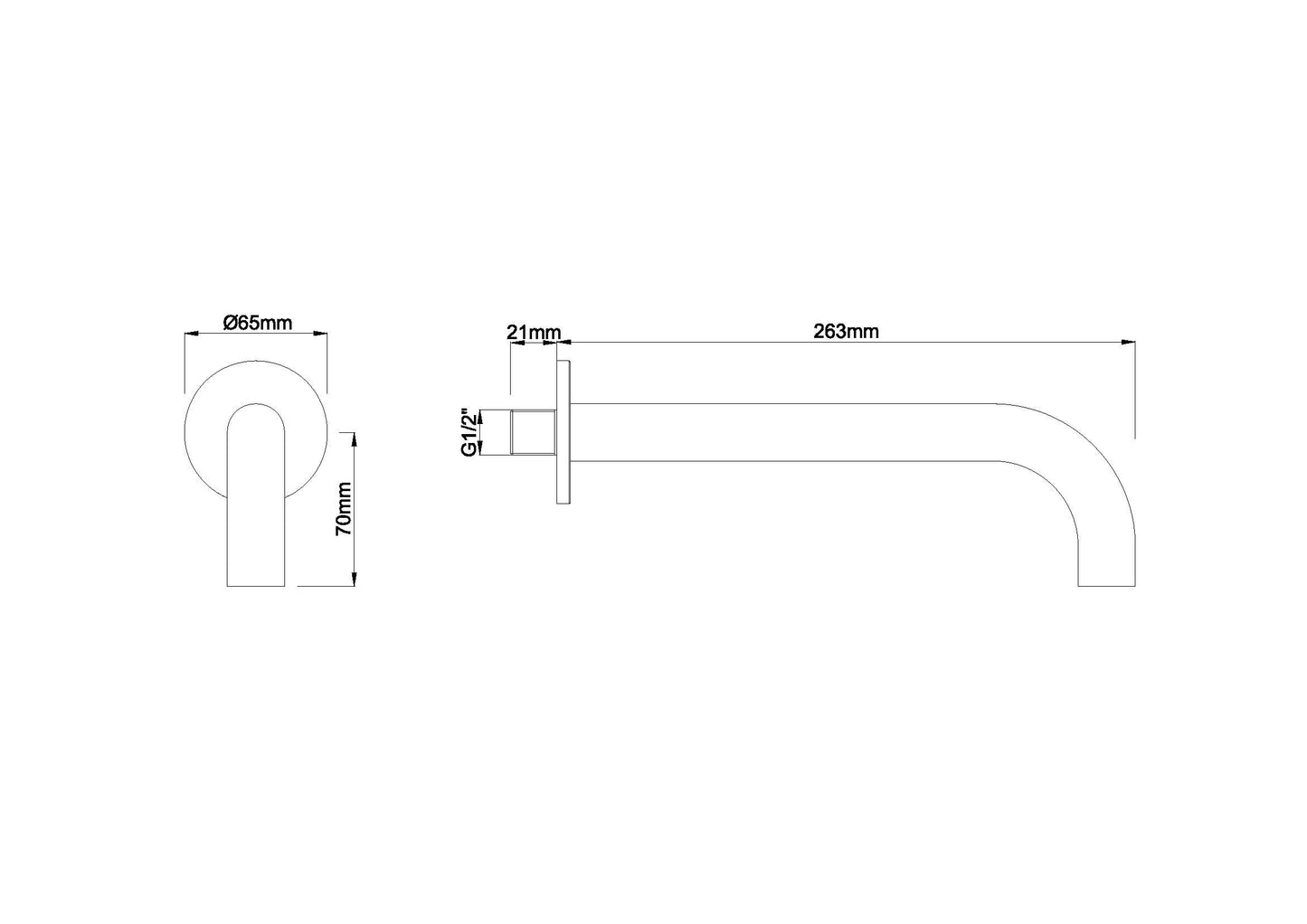 Wiesbaden inbouw-uitloop rond 25cm 1/2'' geborsteld messing - WDtegels