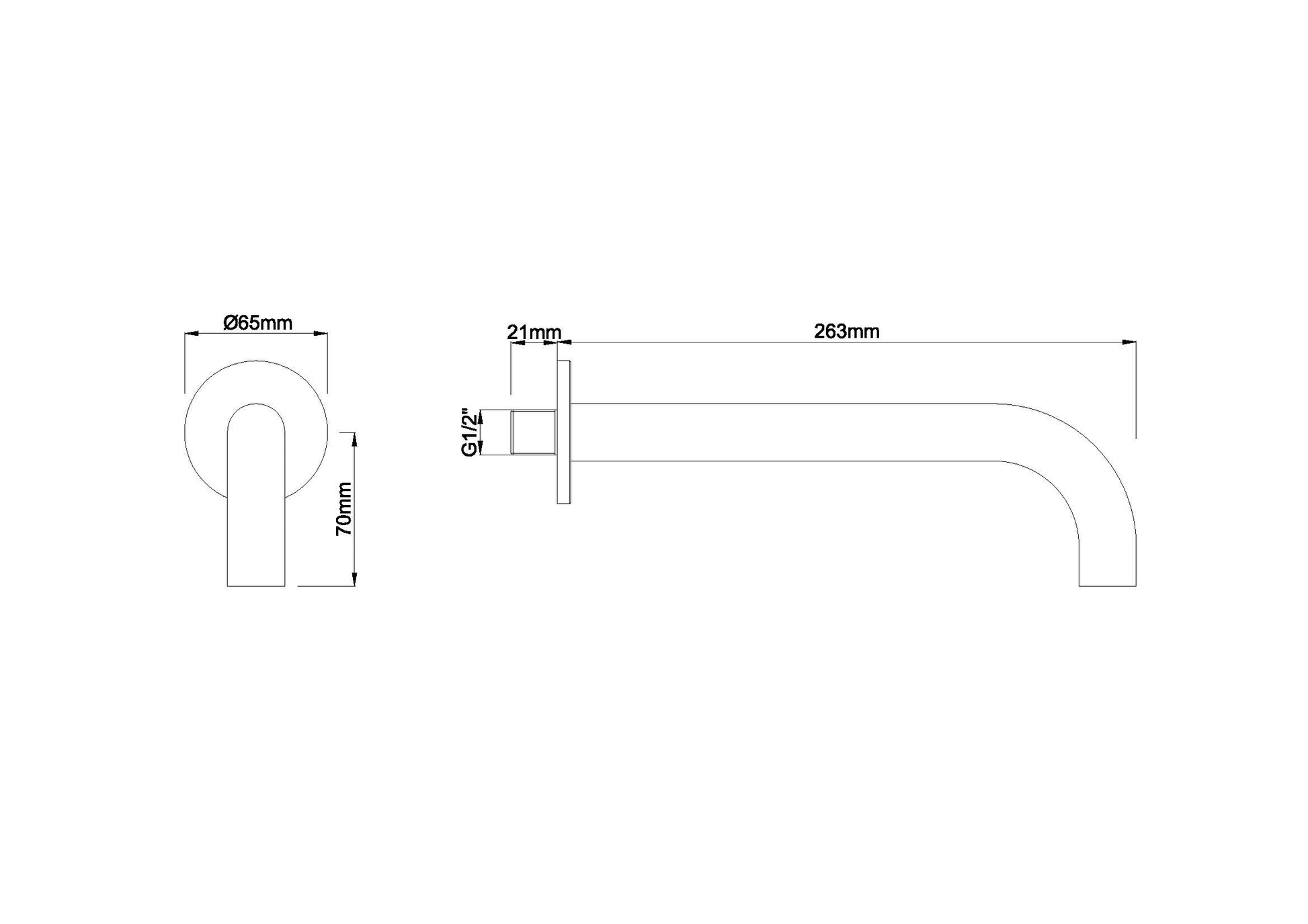 Wiesbaden inbouw-uitloop rond 25cm 1/2'' geborsteld messing - WDtegels