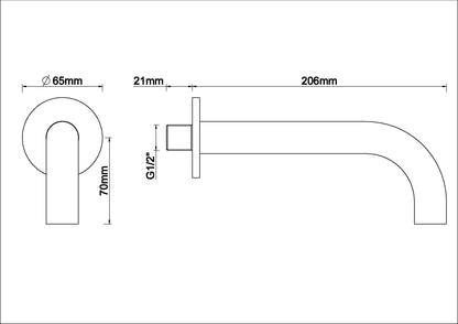 Wiesbaden inbouw-uitloop rond 20cm 1/2'' geborsteld messing - WDtegels