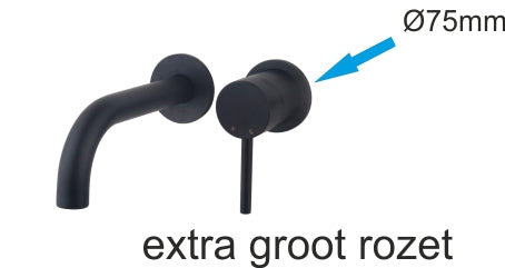 Caral rozet kraangedeelte eenhendel wastafelkraan 75mm mat zwart - WDtegels