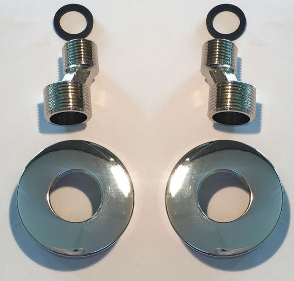 Rio set s-koppelingen met rozet voor kraan 15 cm 1/2" x 3/4" chroom