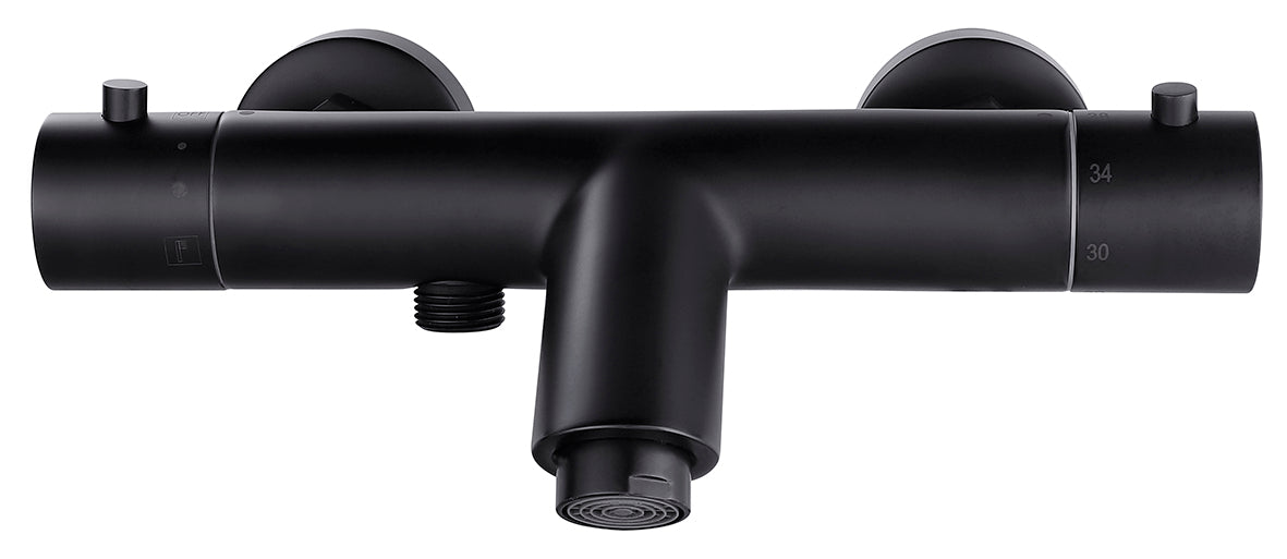 Rio thermostatische badmengkraan 15 cm mat zwart - WDtegels