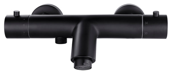 Rio thermostatische badmengkraan 15 cm mat zwart