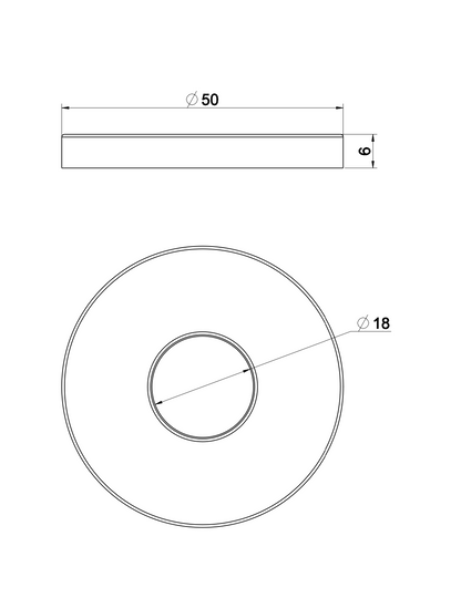Lijntekening Slim rozet uitloop eenhendel wastafelkraan 50mm geborsteld staal PVD