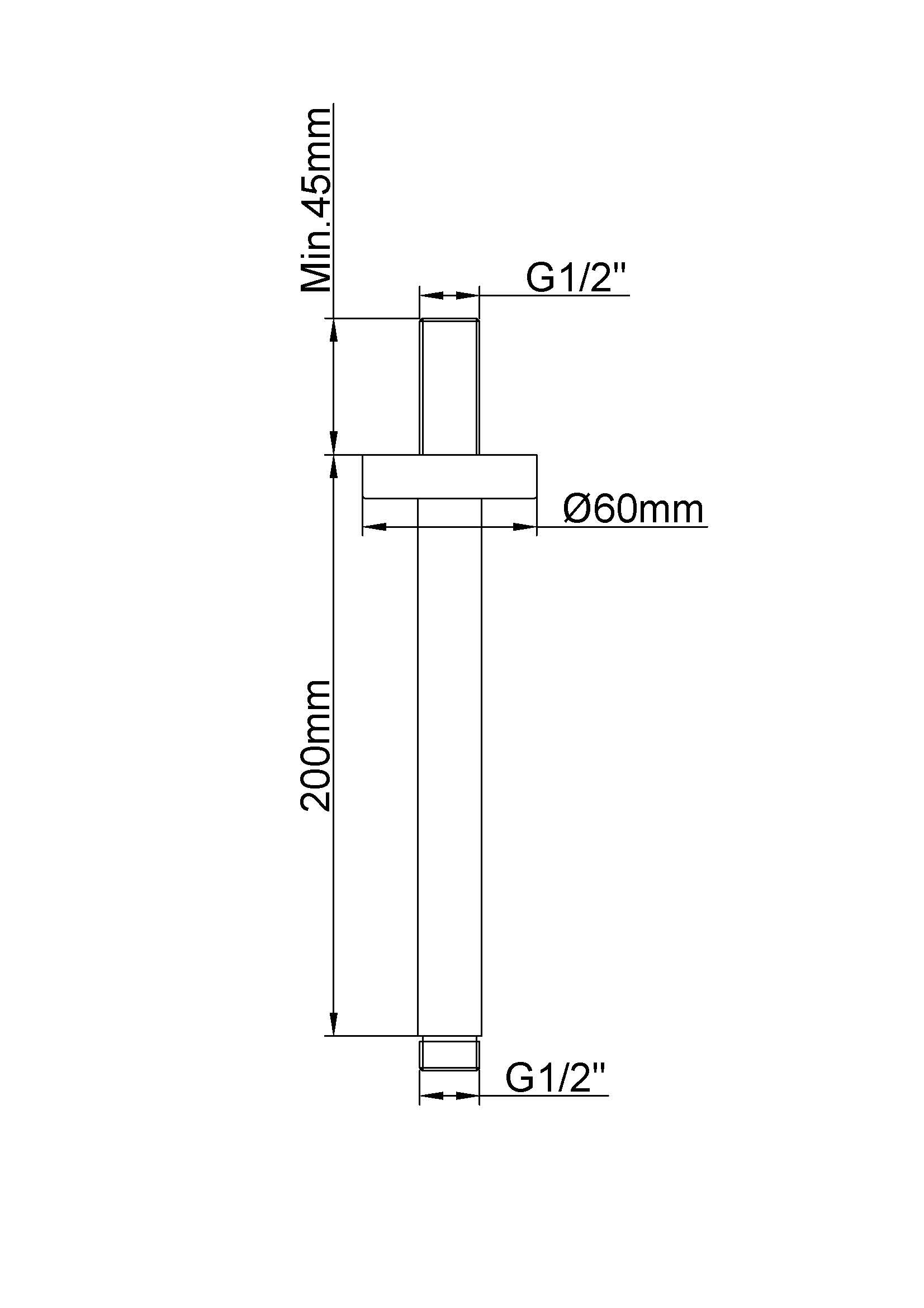 Wiesbaden luxe douche-arm rond plafondbev. 20cm geborsteld koper - WDtegels