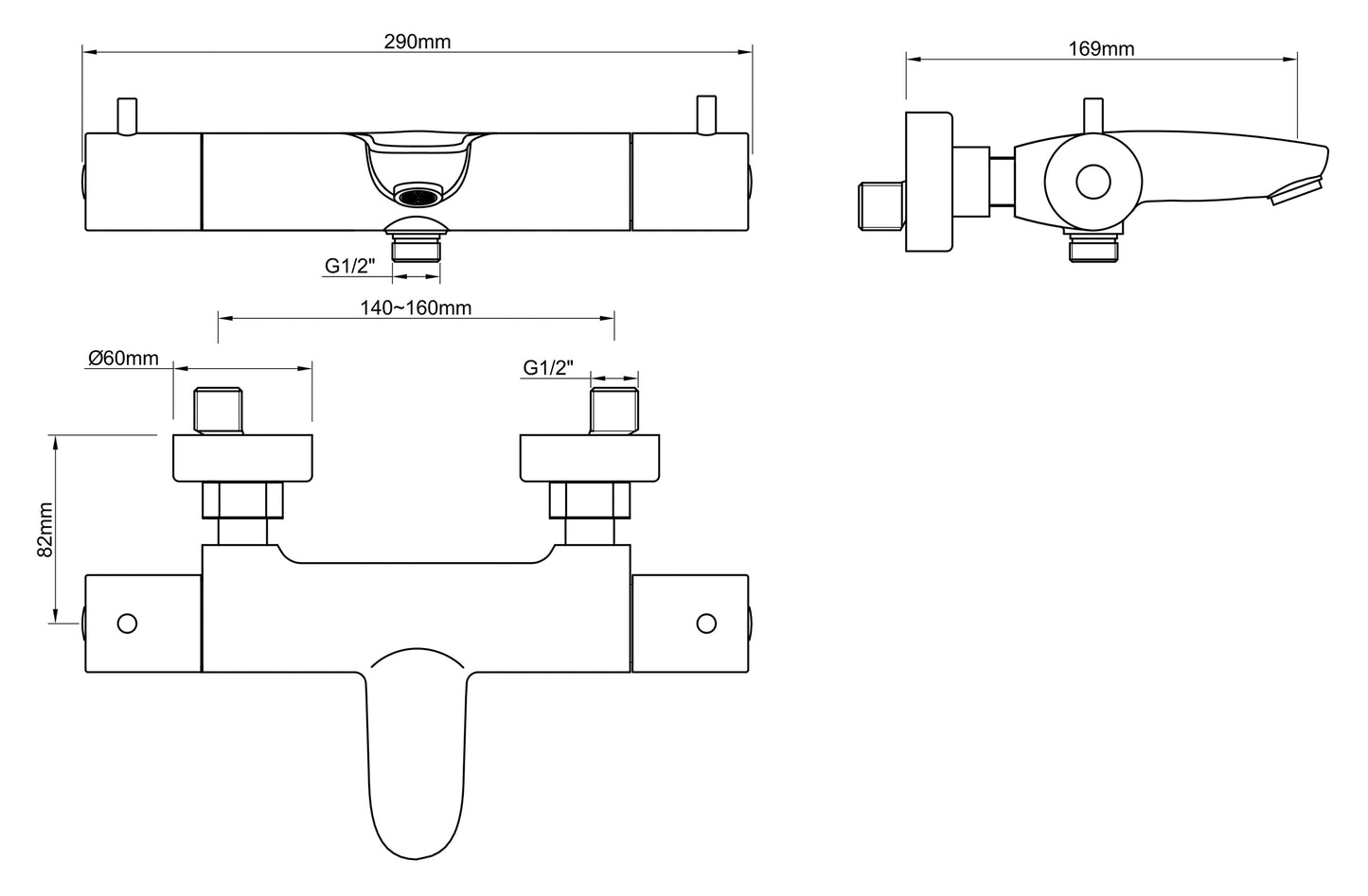 Caral thermostatische badmengkraan | Geborsteld brons koper PVD