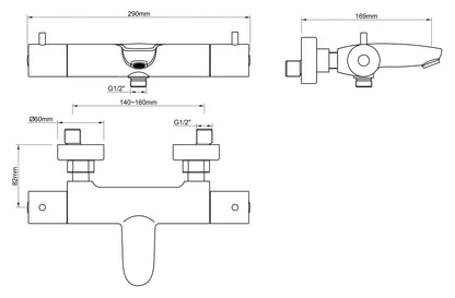 Caral thermostatische badmengkraan | Geborsteld brons koper PVD
