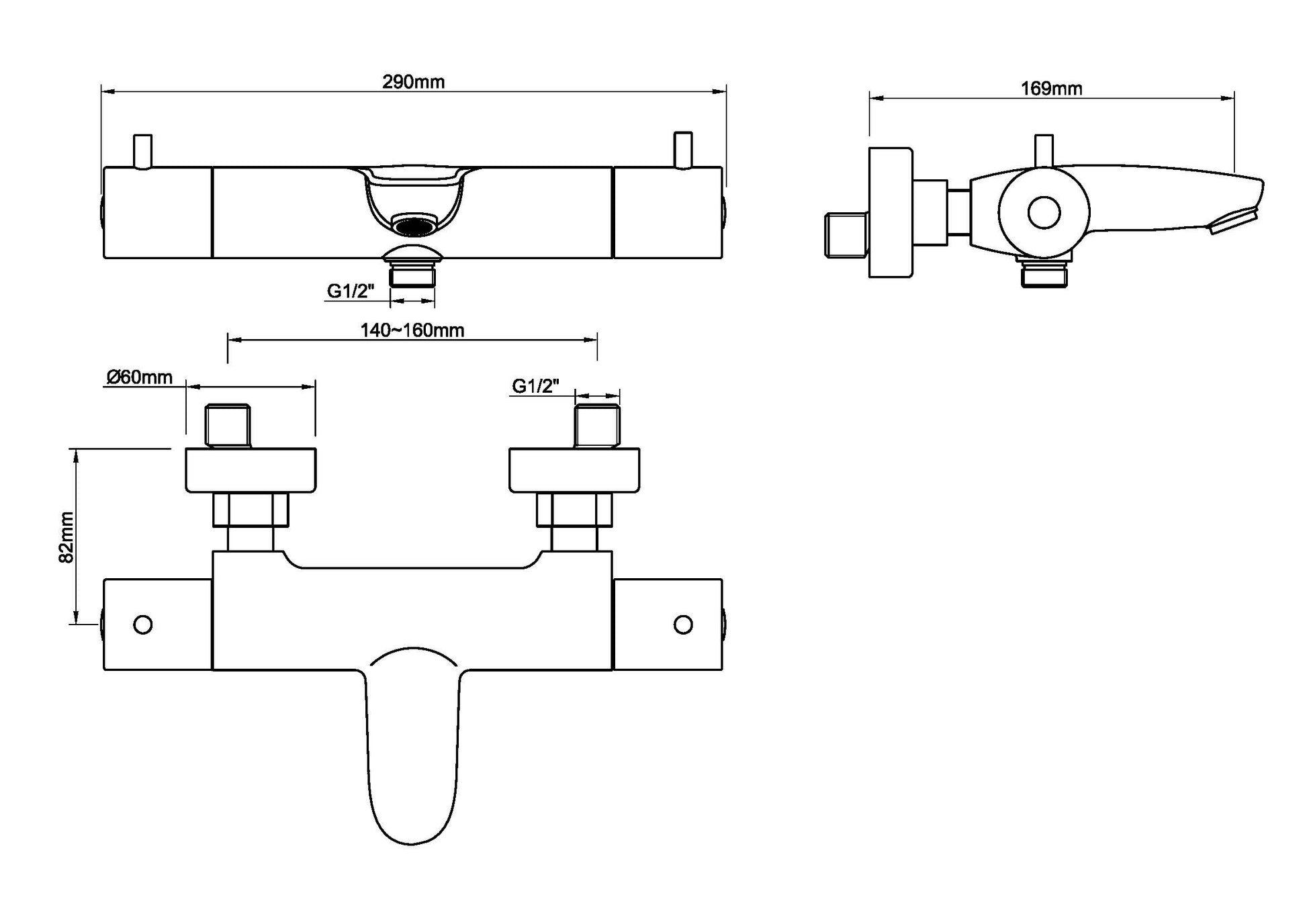 Caral thermostatische badmengkraan 15 cm koper 8719956083839