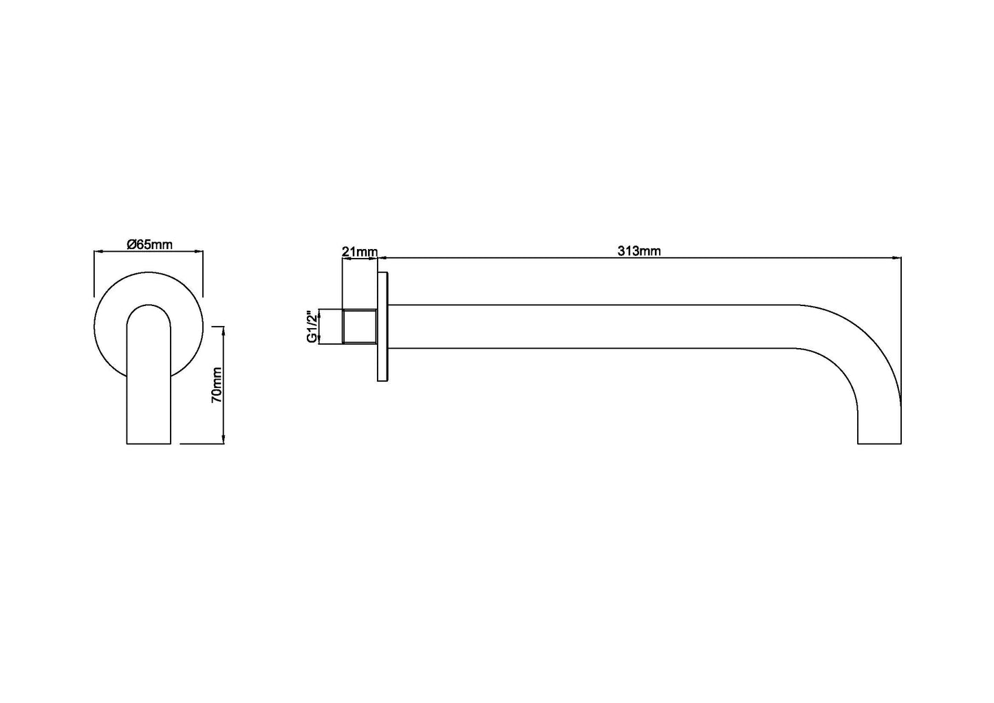 Wiesbaden inbouw-uitloop rond 30cm 1/2'' geborsteld koper - WDtegels