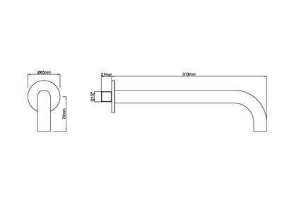 Wiesbaden inbouw-uitloop rond 30cm 1/2'' geborsteld koper - WDtegels