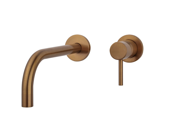 Grifo monomando para lavabo Caral Slim con arranque en frío, acabado PVD bronce cepillado/cobre