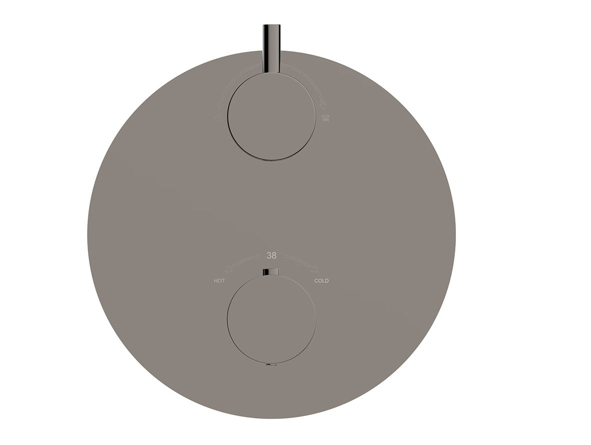 Caral afbouwdeel rond inbouwthermostaat 2 weg Gunmetal PVD