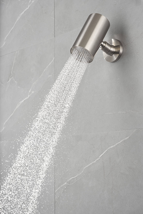 UniMatch Beam hoofddouche rond 1 stand met muurbevestiging geborsteld staal PVD