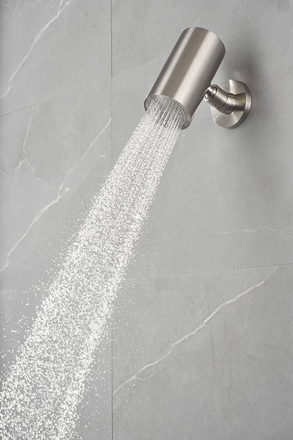 UniMatch Beam hoofddouche rond 1 stand met muurbevestiging geborsteld staal PVD