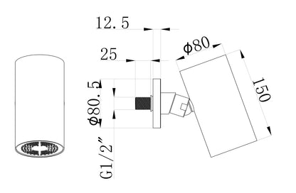 UniMatch Beam hoofddouche | 1 stand met muurbevestiging | Geborsteld staal PVD - WDtegels