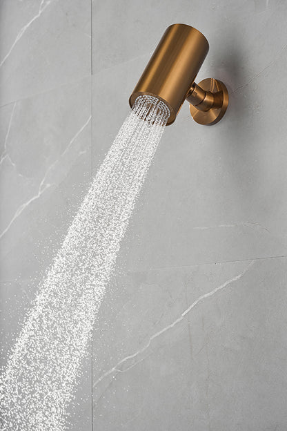 UniMatch Beam hoofddouche rond 1 stand met muurbevestiging geborsteld brons koper PVD