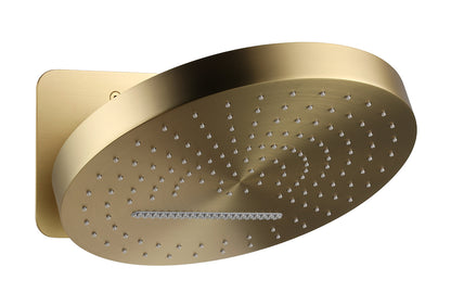 UniMatch Pluuto hoofddouche rond 2 standen met muurbevestiging Geborsteld messing