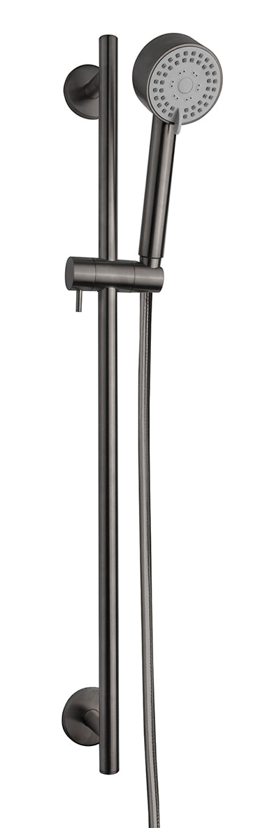 UniMatch Cadans glijstangset compleet met handdouche 3 standen Ø 8 cm gunmetal PVD - WDtegels