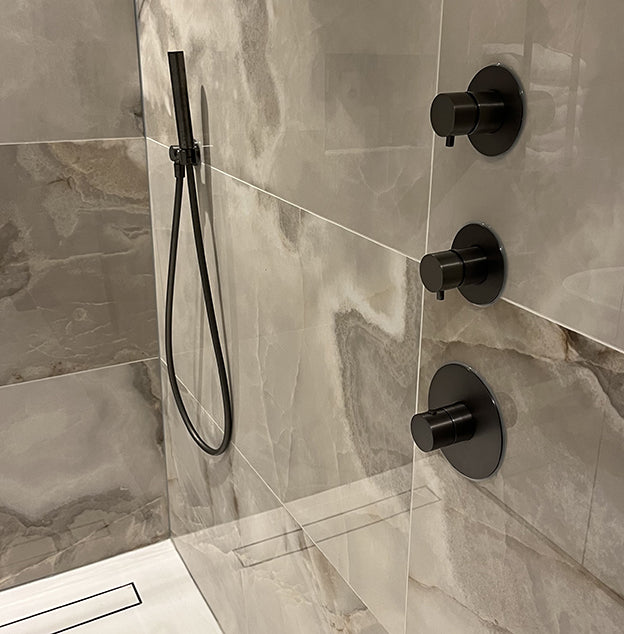 Dreams afbouwdeel thermostatische douchekraan met 2 stopkranen mat zwart - WDtegels
