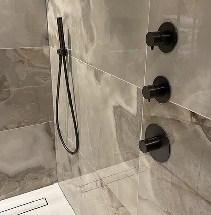 Dreams afbouwdeel thermostatische douchekraan met 2 stopkranen mat zwart - WDtegels