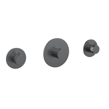 Dreams afbouwdeel thermostatische douchekraan met 2 stopkranen gunmetal - WDtegels