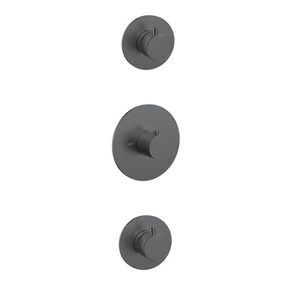 Dreams afbouwdeel thermostatische douchekraan met 2 stopkranen gunmetal - WDtegels