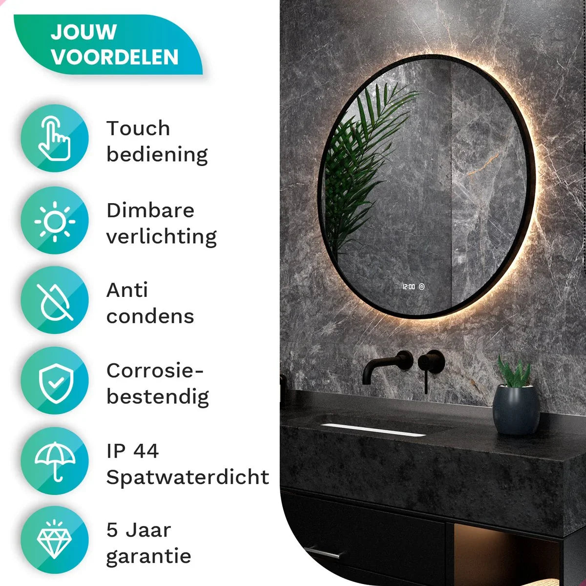 Badkamerspiegel - 80cm - Zwart Frame