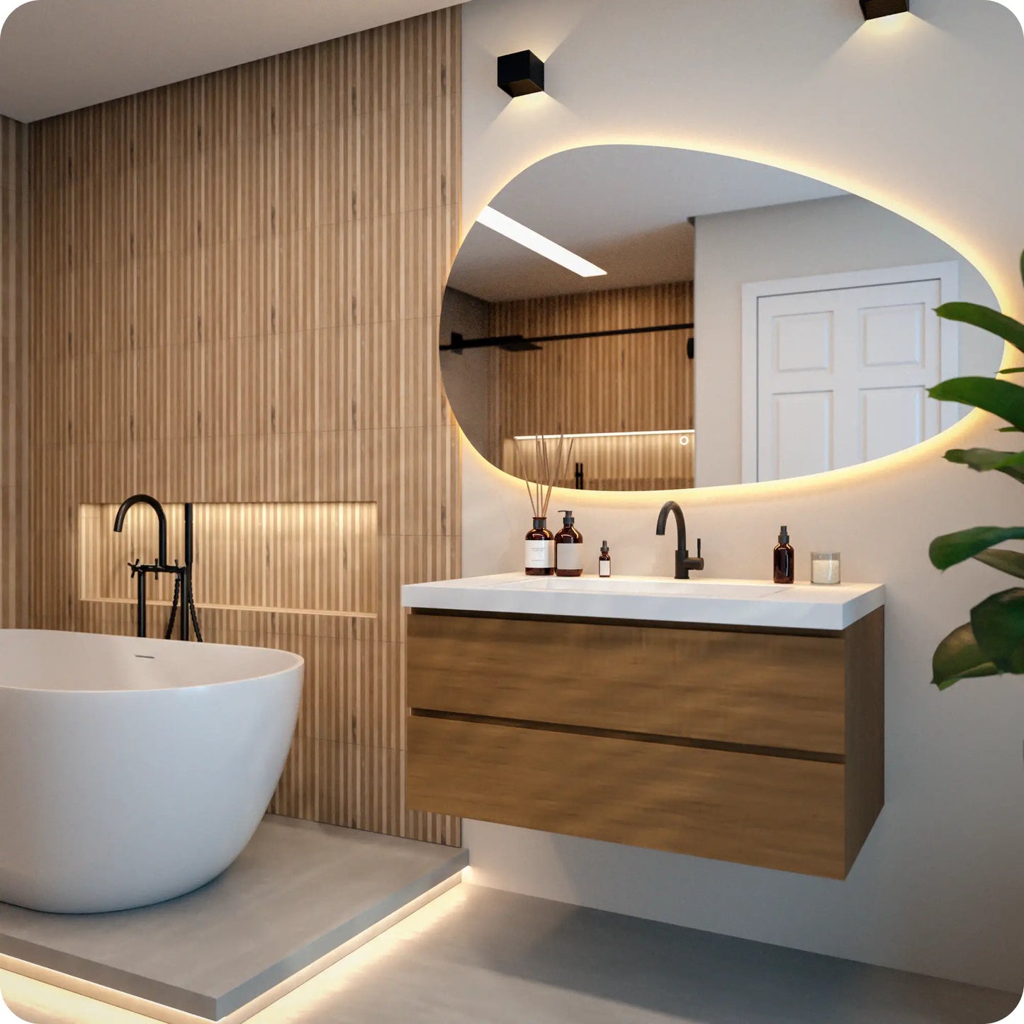 Badkamerspiegel - 150x93cm - Asymmetrisch - Frameloos