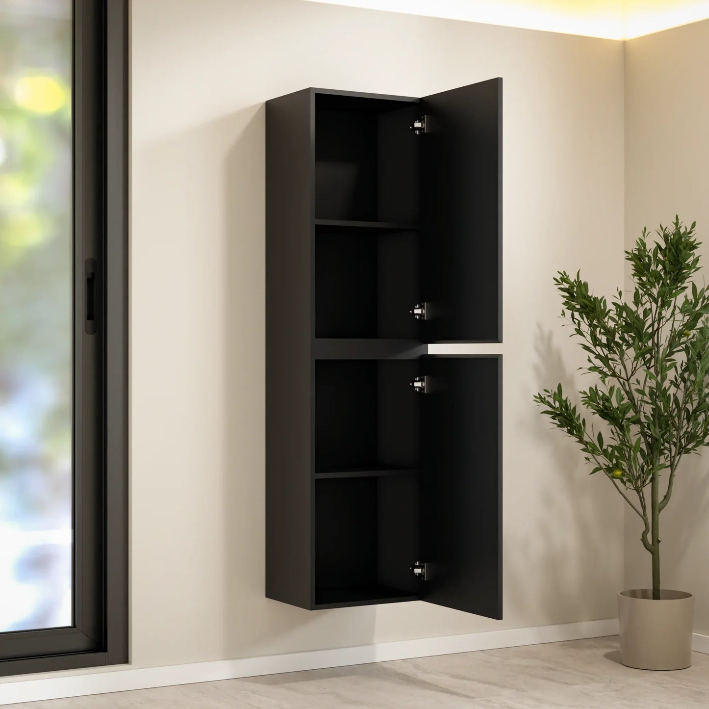 Kolomkast Ruvo - 150cm - Mat zwart