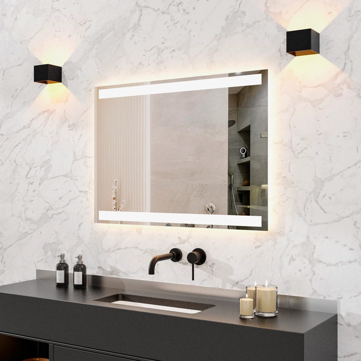 Badkamerspiegel - 90x65cm Rechthoekig - Frameloos