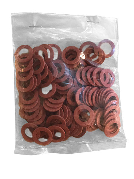 Zakje a 100 stuks fiber pakkingsringen rood 1/2 inch 18x11x2