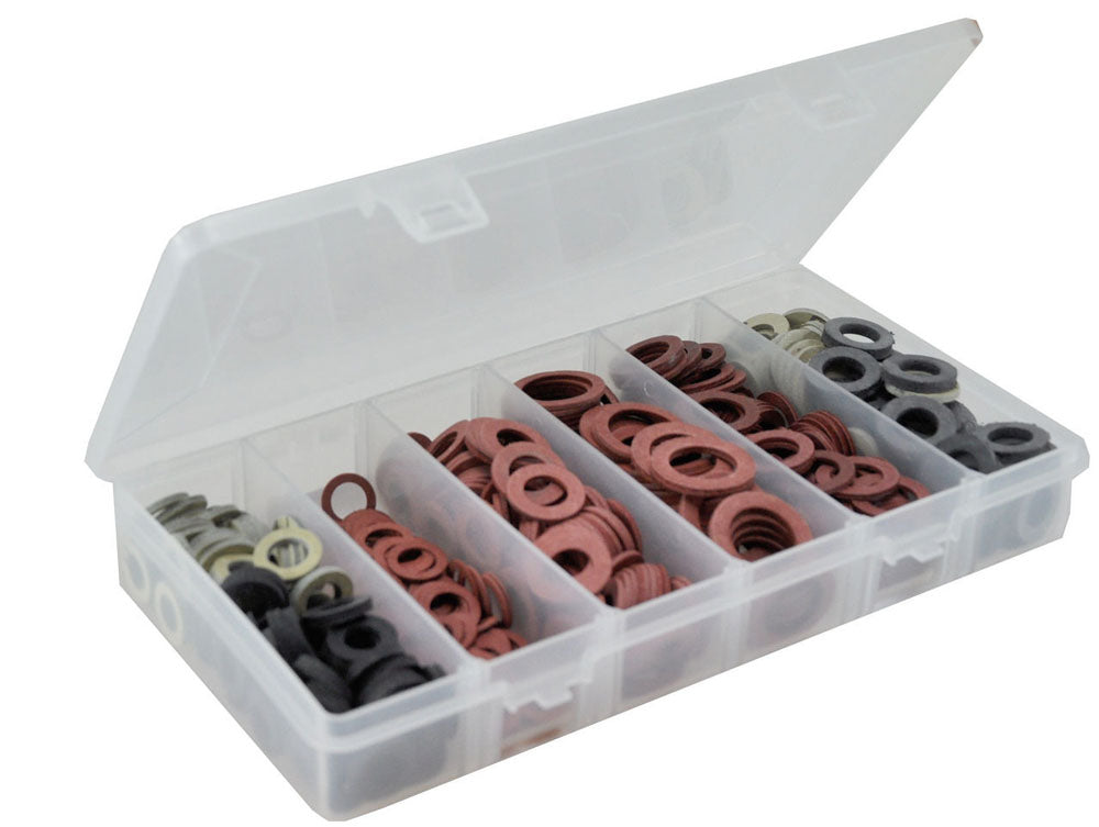 Pakkingsassortiment fiber-en rubberringen (550 stuks)
