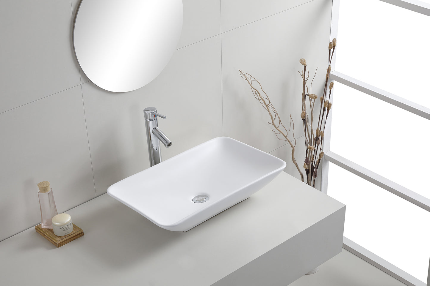 Karé waskom rechthoekig 58 x 36 x 11,5 cm keramiek mat wit - WDtegels