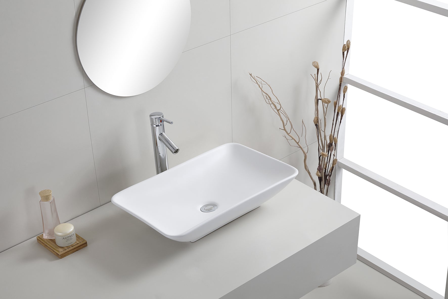Karé waskom rechthoekig 58 x 36 x 11,5 cm keramiek mat wit - WDtegels