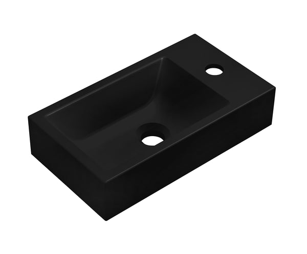 Ribbella reversible cloakroom basin | 40x22x9cm | Composite matt black