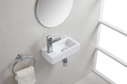 Rhea S mini fontein links 36,5 x 18 x 9 cm keramiek mat wit - WDtegels