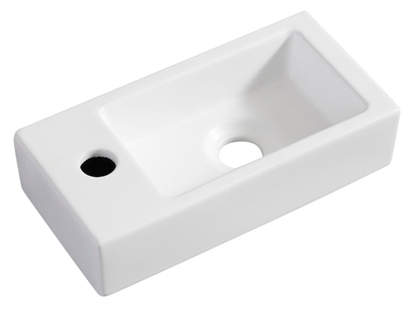 Rhea S mini fontein links | 36,5x18x9cm | Keramiek mat wit