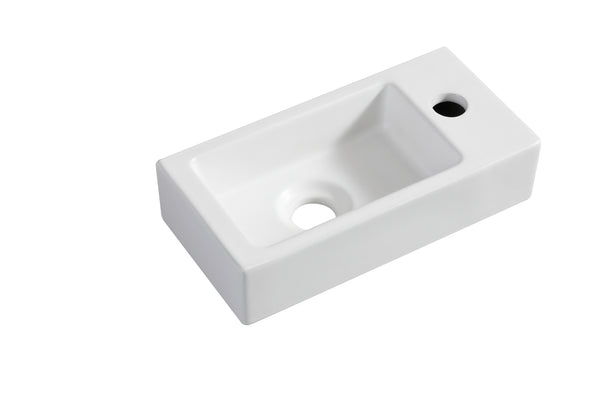 Rhea S mini fontein rechts | 36,5x18x9cm | Keramiek mat wit