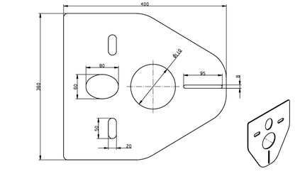 Maattekening Wandcloset isolatieset 400x360mm 5mm