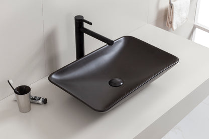 Karé waskom rechthoekig 58 x 36 x 11,5 cm keramiek mat zwart - WDtegels