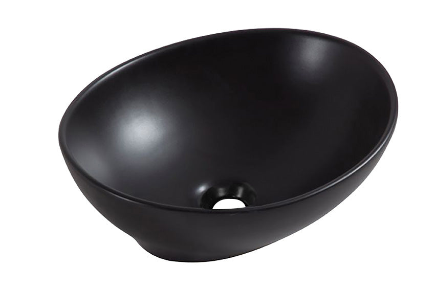 Barco waskom ovaal 40 x 33 x 14,5 cm keramiek mat zwart - WDtegels